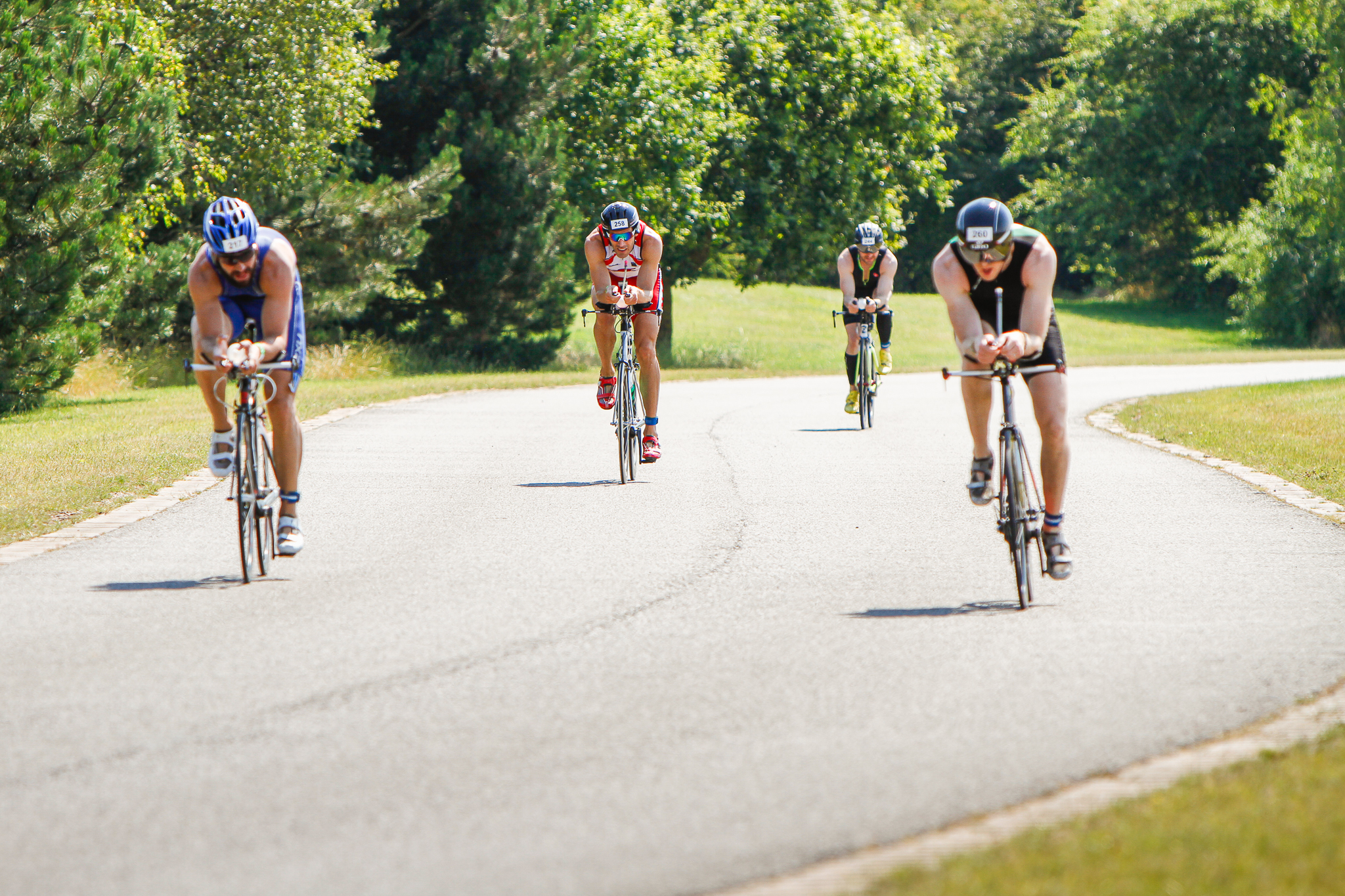 Cyclists racing on a track