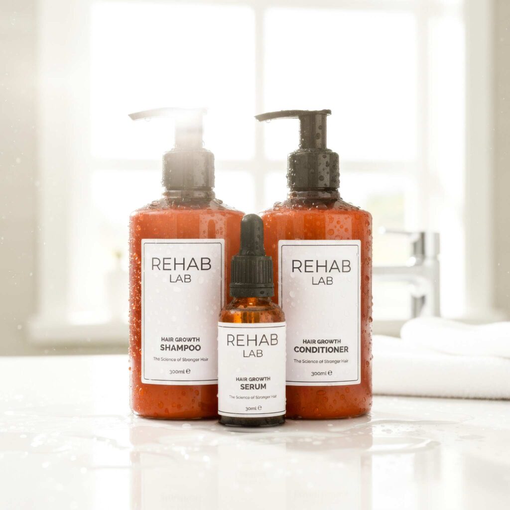 Hair products in bathroom, product photography torquay