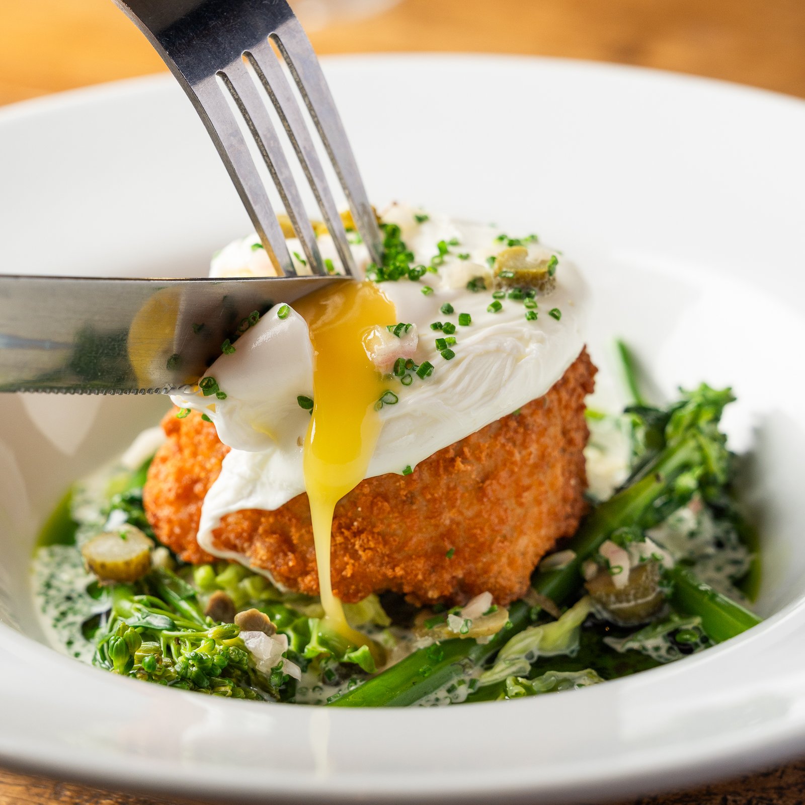 A close up of a scotch egg, Torquay, Devon